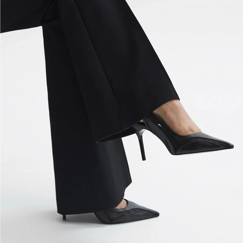NWOT Reiss Ellie Slingback Pointed Toe Pumps in Black 6.5